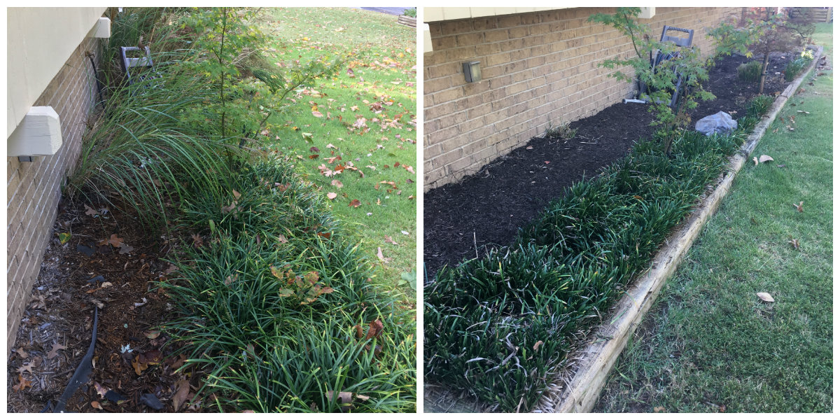 Before & after flower bed clean up