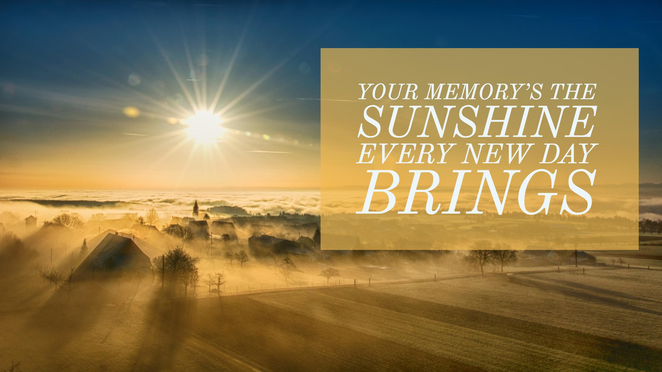 Your memory's the sunshine every new day brings