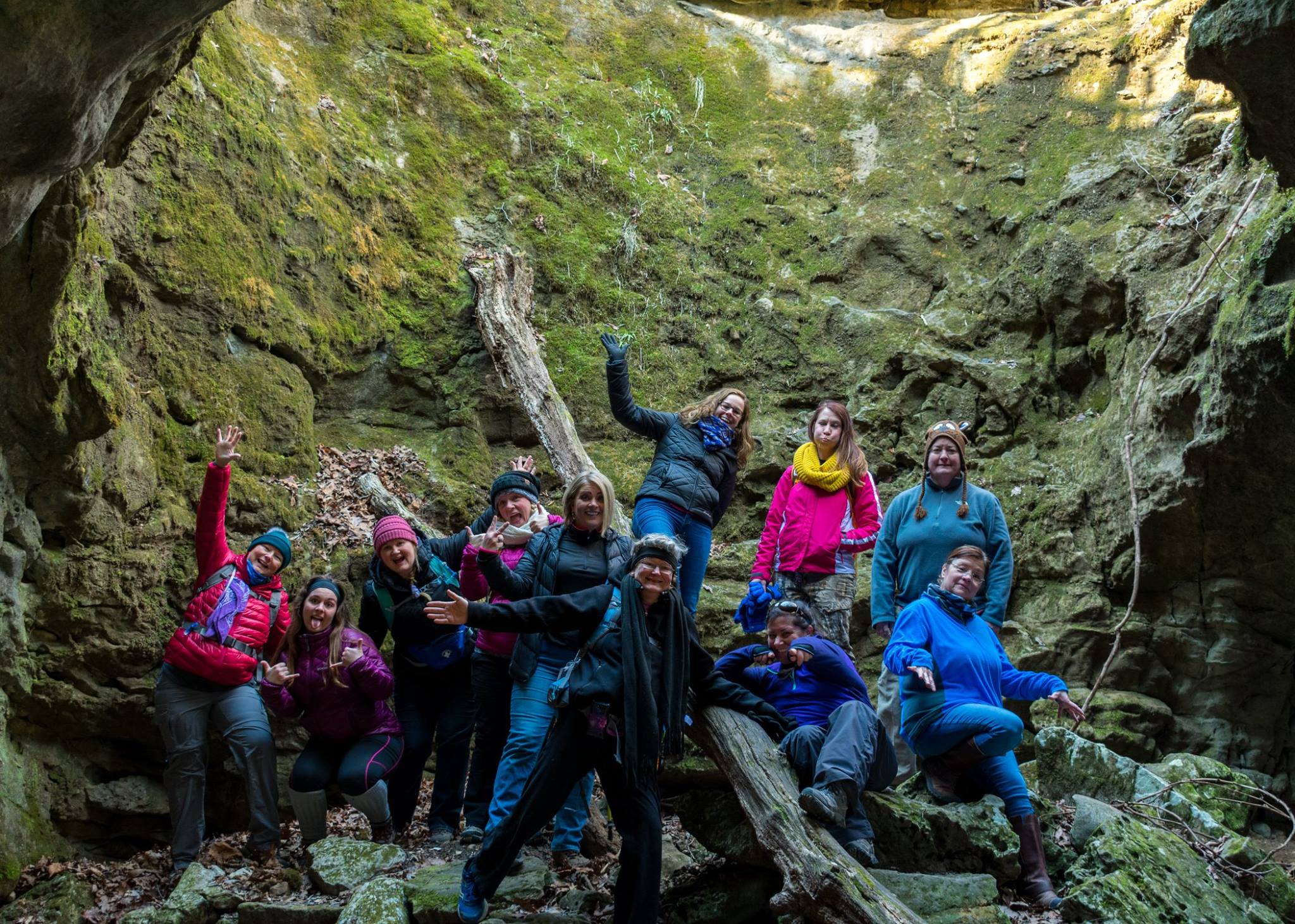 My newfound trail tribe at the Indian Rockhouse Trail