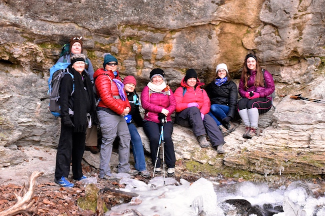 Not much water flowing along the Indian Rockhouse trail, but we found some icicles