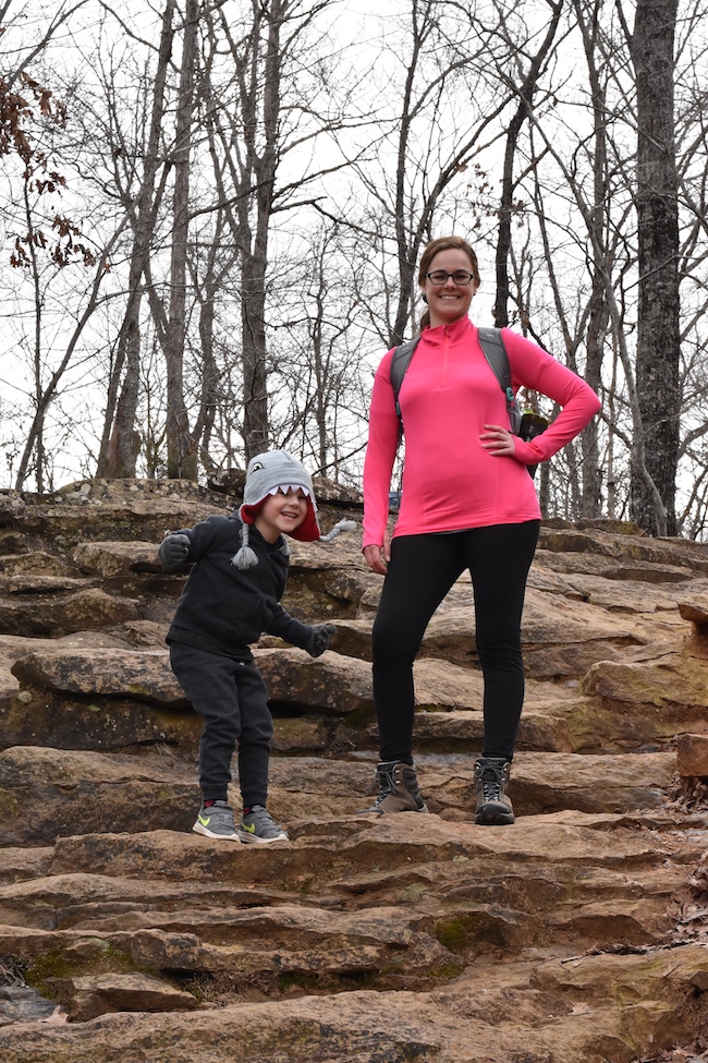 Hiking at the Devil's Den Self-Guided Trail for our 11th anniversary