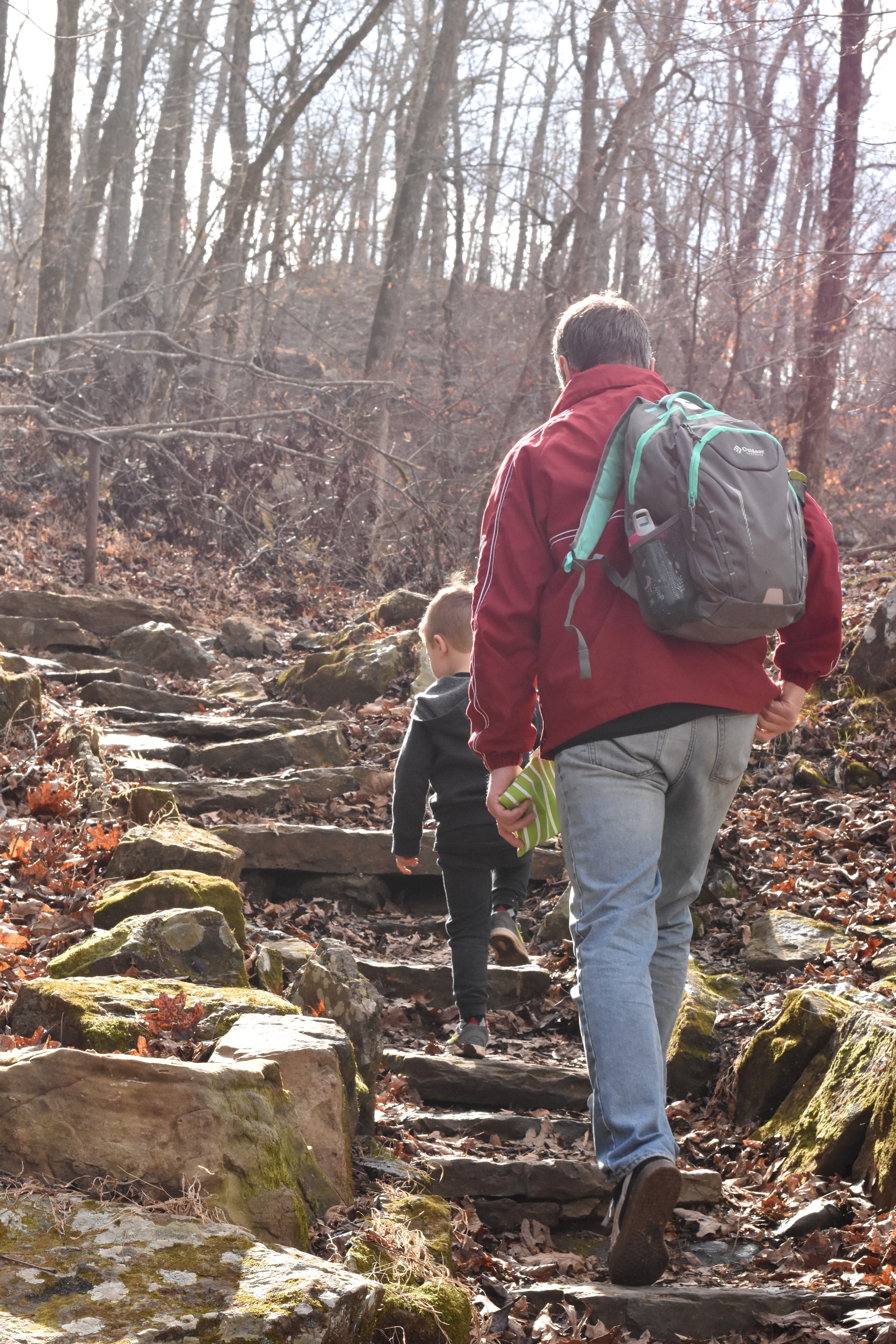 Hiking at the Devil's Den Self-Guided Trail for our 11th anniversary